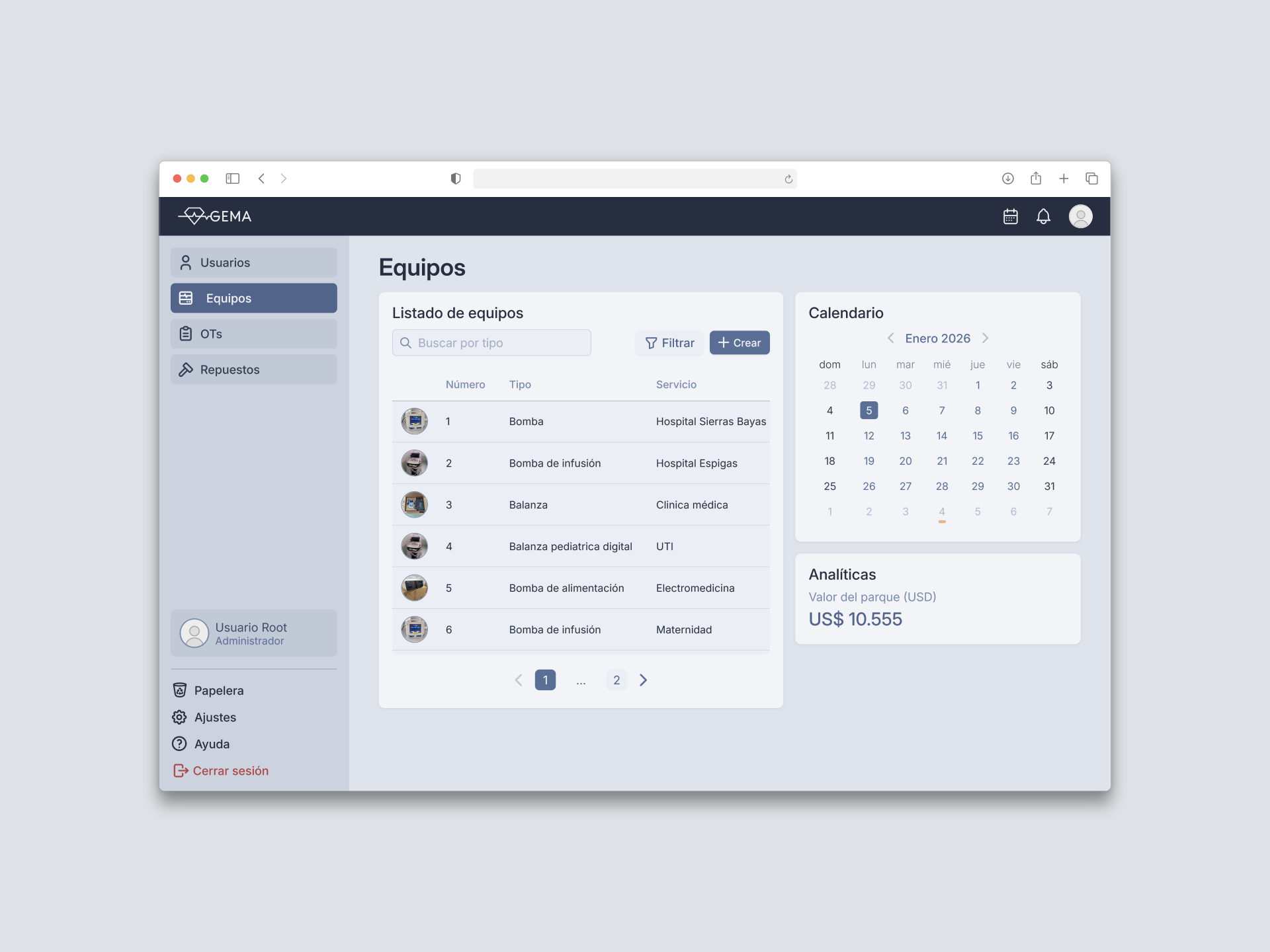 Medical equipment section